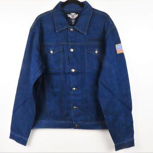 Harley Davidson Dark Wash Button Up Jean Jacket Mens Size L, XL, 2XL